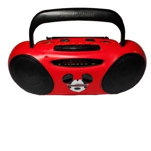 Vintage Mickey Mouse Portable Stereo Cassette Recorder Tape Player AM/FM Radio